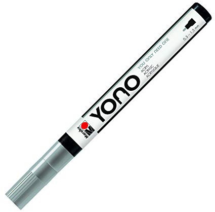 Marabu 12400101078 - YONO Marker, Grau 078, vielseitiger Acrylstift mit feiner japanischer Rundspitze 0,5 - 1,5 mm, wasserbasiert, lichtecht und wasserfest, für nahezu alle Untergründe