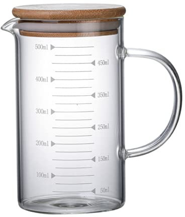 Tasse à Mesurer, Tasse à Mesurer en Verre, Bécher en Verre Résistant à la Chaleur, Bécher en Verre, échelle de Litre, Récipient à Mesurer Transparent, 500 ml