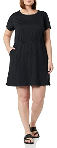 Amazon Essentials Women's Cotton Short Sleeve Elasticated Waist T-Shirt Mini Dress, Black, XXL