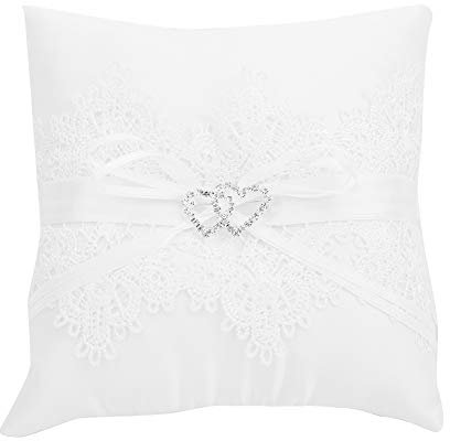 Cuscino Portafedi, Anello Nuziale per Anelli Nuziali Proposte di Matrimonio Cerimonie Forniture La Decorazione della Festa con Fiocco in Raso Accessori Cuscinetto Fedi Cuori Strass Porta Cuore