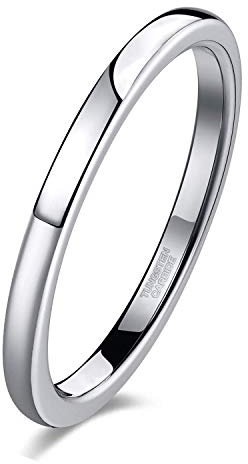 Zakk Ringe Damen Herren Wolfram Silber Vorsteckring Schmal Schlicht Poliert Verlobungsringe Eheringe Trauringe 2mm 4mm 6mm 8mm (2mm,57 (18.1))