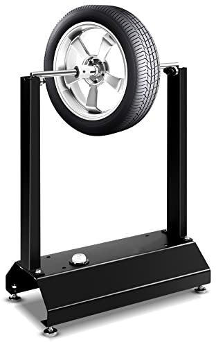 COSTWAY Motorcycle Wheel Balancer, 41x22x51cm Rim Tire Spin Static Truing Balancing Stand with Adjustable Centering Cones, Steel Bike Tire Maintenance Tool