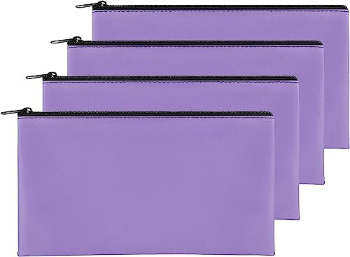 4 x Geldbeutel, 28,9 x 15,2 cm, sichere, langlebige Geldtaschen mit Reißverschluss für Bargeld, wasserdicht, Münzgeldbeutel, PU-Leder, Banktaschen mit Reißverschluss für Schecks, Make-up, Rechnungen,