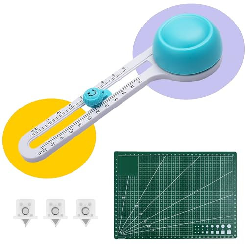5 pièces Cutter Circulaire Papier Costume, Coupeur de Cercle Avec Lames de Rechange et Tapis de Découpe A4, Cutter Rotatif Decoupe Papier, Utilisé pour Découpe de Papier D'art