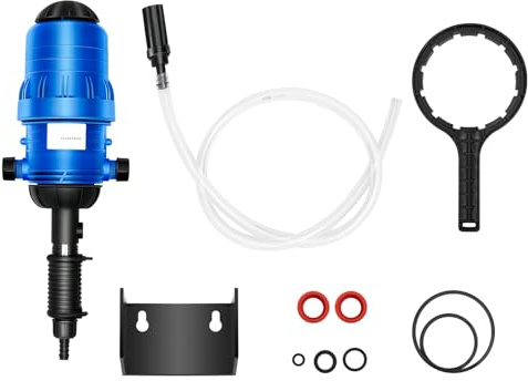 BAOCHADA Water Powered Flow Dosing Pump 0.4%-4%, Adjustable Fertilizer Injector Automatic Hydraulic Chemical Fertilizer Injector, Proportioning Dispenser Liquid Dosing Device Irrigation Injector, Blue