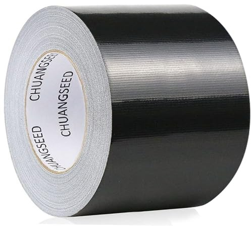 CHUANGSEED 1 Roll Black cloth waterproof gaffer Tape 75mm x 50m wide strong adhesive tape heavy duty for Repairing, Patching, Sealing, Securing Cables and Labelling