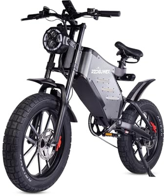 RZOGUWEX Bicicletta elettrica, E-BIKE fuoristrada da 20 pollici per adulti con batteria rimovibile agli ioni di litio 48V 25AH, ruota magnetica forgiata con doppio freno a disco idraulico