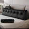 Z-hom Bücherkissen, Keilkissen, Lesekissen Für Bett Und Sofa, Cozy Rückenkissen, Praktisches Seitenfach, Removable Cover, Mit Rundem Kopfkissen (Schwarz, 200 * 50 * 20cm)