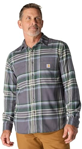 Carhartt Rugged Flex Relaxed Fit Midweight Flannel Long-Sleeve Plaid Shirt Rugged Flex Camicia a Maniche Lunghe in Flanella di Peso Medio a Quadri Taglio Casual Uomo (Confezione da 1), M