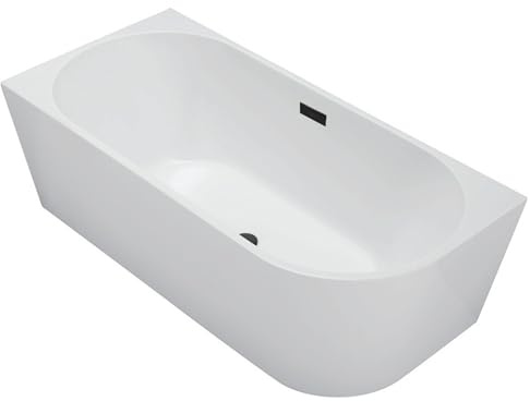 Balneo - Fristående badkar - AVOLA hörnbadkar - Akryl med stålram - 6 stabiliseringsfötter - Överflöd och klicklås - Modern design - vänster - Svart - 160x80cm