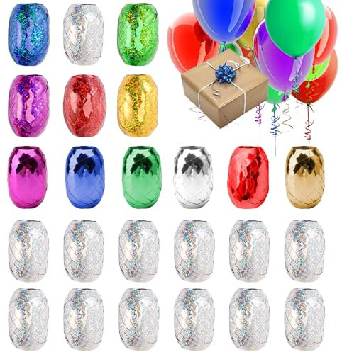 ZMDMAH 24 Rollen Geschenkband Set, 10 m je Rolle Ringelband Bunt, Curling Ribbon Rolle Geschenkbänder Set für Hochzeit, Partei, Festival Dekoration, Handwerk, Geschenkverpackung, Ballondekorationen