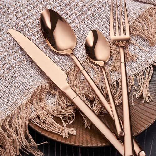 Silverbestick bestickset, 304 rostfritt stål bordskniv, fyrdelad set spegelbestickset (roséguld 32 delar för 8)