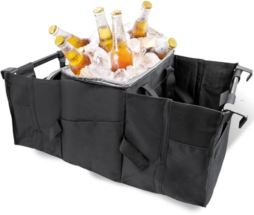 Enerfero Organizador de Maletero Plegable de PU – Caja de Almacenamiento Multiuso para Coche, SUV y Camión – Gran Capacidad (Aislamiento)