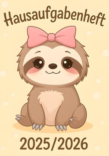 Hausaufgabenheft 2025/2026 für Faule mit Datum: Der Schülerkalender für Grundschule und Gymnasium, Schulplaner für Mädchen, Hausaufgabenplaner DIN A5 | Mit Faultier Design