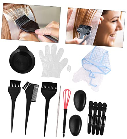 PACKOVE 15pezzi Kit per Tinta Capelli Strumenti per Tintura Ciotola Pettine Spazzola Prodotti per Tintura Capelli Uso Domestico Professionale Colore Casuale