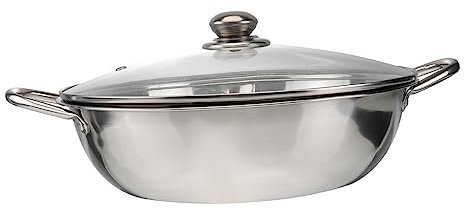 Alipis Pentola Hot Pot Divisa in Acciaio Inossidabile con Coperchio in Vetro Temperato Doppio Sapore Manico Multiuso per Piano Cottura Induzione
