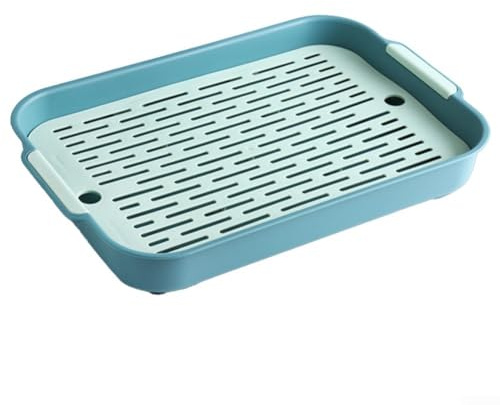 ABS Plastic Pet Litter Box with Heightened Grid and Detachable Design for Easy Cleaning, Suitable for Rabbits, Guinea Pigs, Ferrets, Chinchillas, Large Capacity Toilet Tray(B)