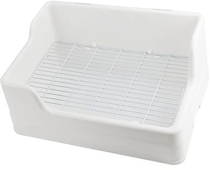 BLWOTMOR Lettiera Toilette per Coniglio Vaschetta Igienica con Base Filtrante E Fissaggio Stabile Materiale Pp Durevole Adatta a Gabbie Piccoli Animali, Bianco