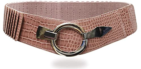 Glamexx24 Cinturón de mujer Ancho Corsé Atado 6cm Cordón Ancho cinturón elástico faja ancha anillo de plata
