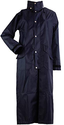 Lazura - Damen Regenmantel Brighton | extra lange Regenjacke mit Reitschlitz in Nachtblau | wasserdicht & windabweisend | Regenponcho zum Wandern & Reiten | Reitbekleidung in Größe XL