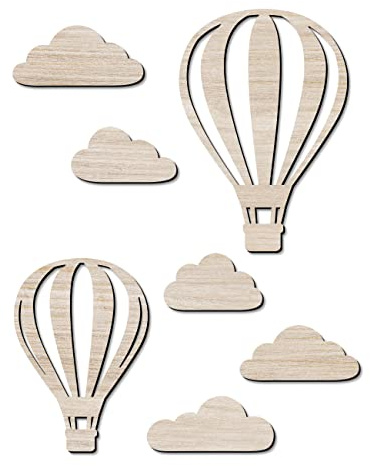 Papierdrachen - Decorazione da parete in legno, ideale per la cameretta dei bambini, vintage, boho, con dimensioni di circa 40 x 50 cm, motivo palloncini, set da 1