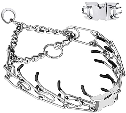 Prong Collar for Dogs, Dog Training Collar, Adjustable Size Dog Pinch No Pull Collar with Quick Release Buckle for Small Medium Large Dogs(Packed with Two Extra Links)