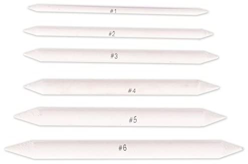 Vaessen Creative Papierwischer, Verblender Stift, Blending Stump zum Zeichnen, Skizzieren, 3D Zeichnen, Doppelkopf, 6 Stück, Verschiedene Größen, Weiß