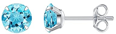 HIKARO Boucles d'oreilles, clous d'oreilles en titane G23 hypoallergénique pour oreilles sensibles, 5A cristaux de zirconium cubique pour les femmes et les hommes (Bleu)