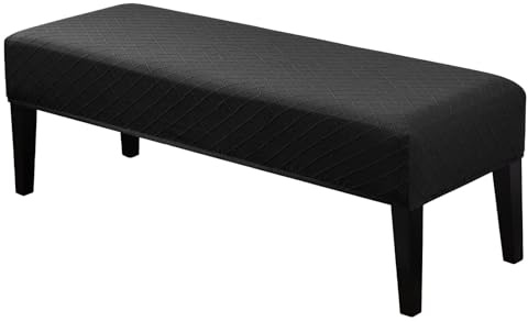 Lebaley Stretch Jacquard Ottoman & Bench Cover Removable Washable Slipcover for 42-54 inch Rectangular Benches Dining Bench Covers Stretch Fit for Bar Stools and Chairs (Fits 14-18 Wide)