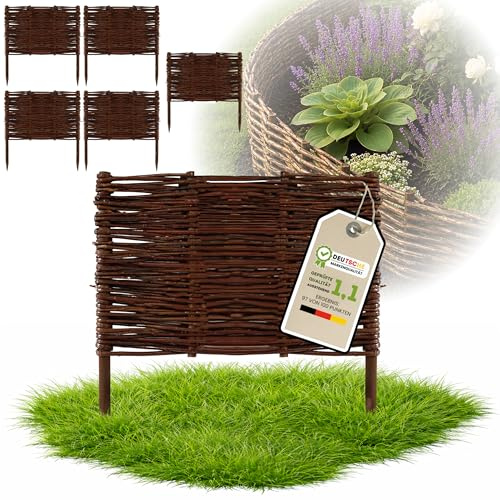 Floranica 5 pièces Clôture en Osier 40 cm x 40 cm – Panneau de Jardin tressé Palissade Clôture Naturelle Bordure de Massif