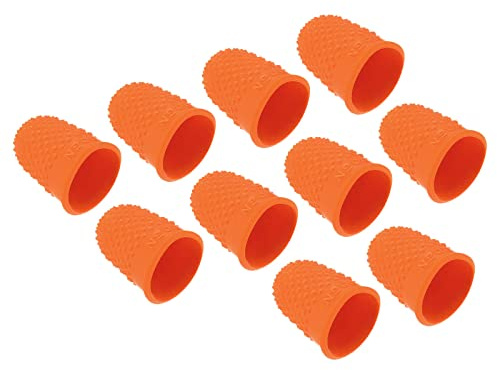 PATIKIL 20-pack fingerspetsar i silikon, tumskydd, skyddsdynor fingergrepp för kontorsräkning, sömnad, orange, storlek XS