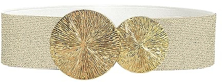 Moorle Cintura Elastica da Donna Larga, Alla Moda, Con Fibbia in Oro per Abiti, Jeans, Gold, Für Taillenweite 70cm-80cm