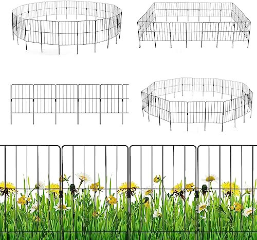 GiantexUK Decorative Garden Fence, 51inx14ft/24inx27ft/24inx16ft Foldable Rustproof Metal Wire Fencing, Outdoor Animal Barrier Border Edge Section for Landscape Patio Yard (24inx27ft Total, 25Pcs)