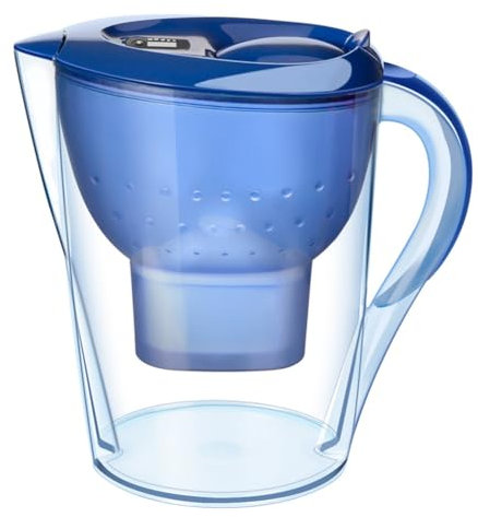 Fiorky Caraffa con filtro per l' da 3,5 litri Display digitale Filtro per l' a carbone attivo Riduce il calcare e le impurità Sistema di filtraggio a 4 stadi per potabile dal sapore pulito