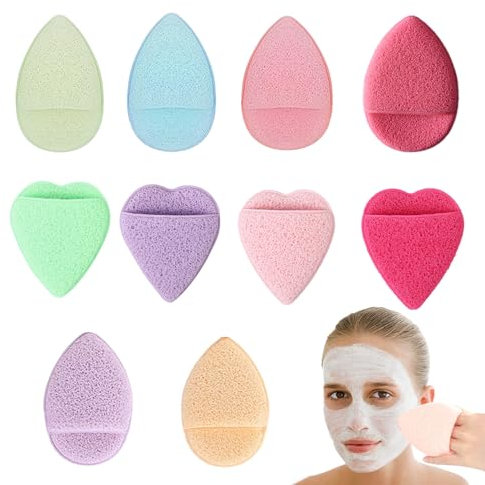 10 Pièces Eponge Visage,Disque Demaquillant Lavable,Eponge Demaquillante,Eponge Visage Nettoyant,Éponges Faciales Réutilisables Pour le Nettoyage Quotidien du Visage,Pour Femmes et Hommes
