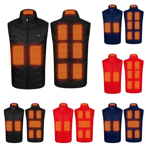 Veste Chauffante Homme Usb, Gilet Chauffant Moto, Doudoune Chauffante Sans Manche Femme, Blouson Chauffant Gilet De Chasse Homme Thermique Vêtements Chauffants électriques Hiver 8/9 Zones Intelligent