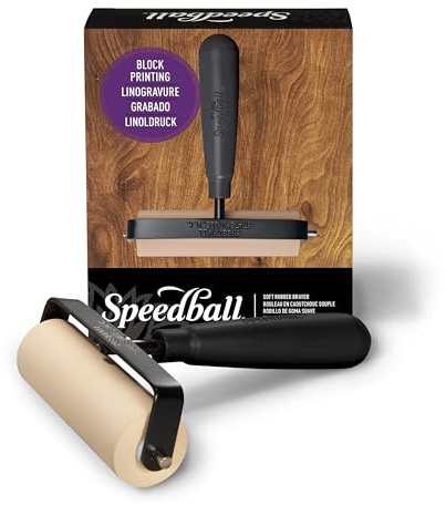 Speedball Brayer in gomma morbida da 10,2 cm, telaio in acciaio resistente, nero, per stampa a blocchi, strumenti per la stampa, rullo a pennello, forniture artistiche per scrapbooking, decoupage