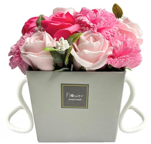 Soap Flower Bouquet, Pink Rose & Carnation - Mothers Day Flowers - Valentine Flowers For Her & Flower Bouquet For Your Loved Ones.