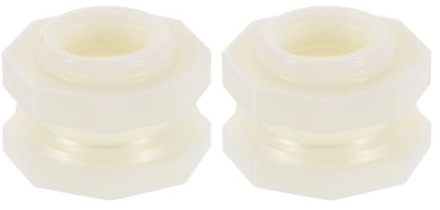 QUARKZMAN 2 Pcs Conexión De Mamparo, DN15 20mm ID Conector De Mamparo para Tanque De Agua para Adaptador De Manguera De Jardín Tanques De Agua Acuarios, Blanco
