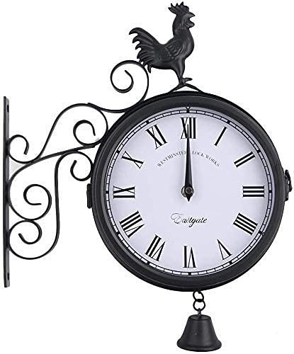 Reloj de Pared de Doble Cara, Reloj de jardín para Exteriores, Estilo Retro, para Interiores y Exteriores, para jardín, Patio o jardín.