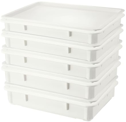 SHUNYILONG Pizza Dough Proofing Box 5-Piece Set - Stackable Dough Boxes with Lids (17.84 D x 12.8 W x 7.8 H) & Bakery Storage Containers for Bread, Sourdough - Commercial Food Prep