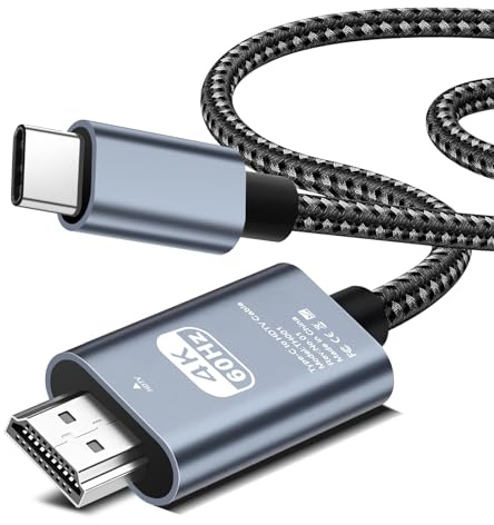 Cavo USB C a HDMI 4K60Hz T9 2M Intrecciato, adattatore HDMI a USB C, cavo HDMI compatibile con iPhone 17/16/15 Pro Max, MacBook Pro/Air, iPad, Samsung S25/S24, Dell, Surface