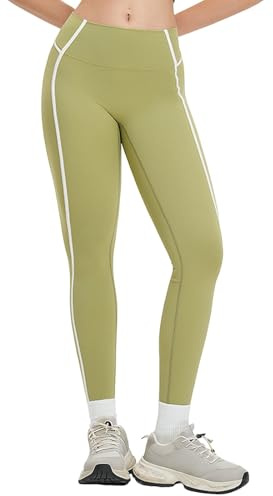 Pantaloni da yoga a vita alta Bootcut con colpi per attività sportive, momenti rilassanti quotidiani, verde, M