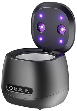 MEIION Cleon - Pulitore ad Ultrasuoni 45000Hz con 3 modalità per Mascherine Dentarie, Vasca in Acciaio Inossidabile, Pulizia Rapida in 5 Minuti