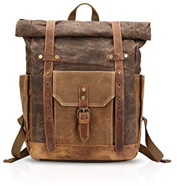 FANDARE Modische Schultasche, Reiserucksack, Herren, 15,6 Zoll, Laptop, Daypack, Outdoor, Camping, große Kapazität, Rucksack, Segeltuch, braun, L, Freizeitrucksack
