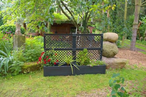 KHW Pflanzkasten groß mit Spalier (2-TLG.) 100 cm anthrazit - 2er Set