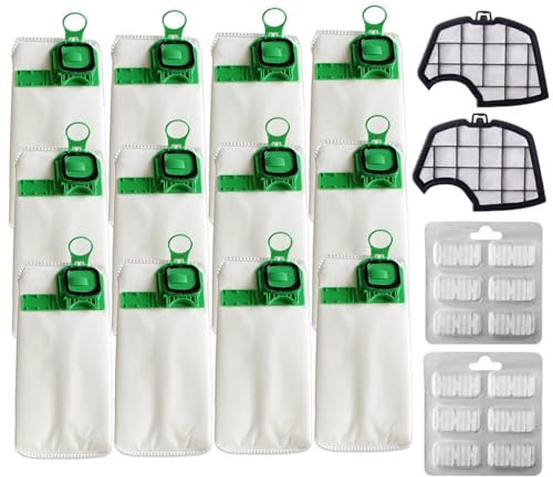 12 Sacchetti per Folletto VK140 VK150 Kit con 2 Filtri Ricambi per Folletto