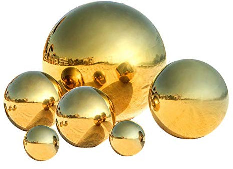 zosenda Edelstahl Beobachtungskugel 6 Stück 50-150 mm Spiegelpolierte Hohle Kugel reflektierende Gartenkugel vorgebohrte Gazing Globe für Haus Garten Ornament Dekorationen (Golden)