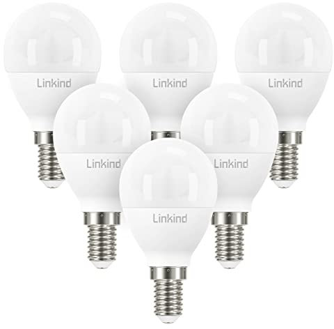 Linkind E14 LED Golf P45 Lampe 7.2W, 60 Watt ersetzt, 5000K Tageslicht Weiß Tropfenform G45 Classic P 806lm LED, nicht dimmbar, AC 220-240V, 6 Stück