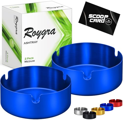roygra 2PCS Ash Tray, Outdoor Ashtray for Outside Patio with 3 Holders